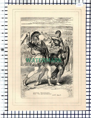 (7804) Troilus And Cressida Nestor Agamemnon  - c.1880 Shakespeare Book Print