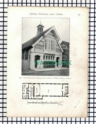 (8154) The Woodclyffe Hall Wargrave Berkshire  - 1902 Book Print (see condition)