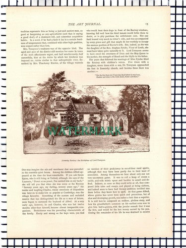 Lord Tennyson Childhood Somersby   ~ 1891   12-Side Article