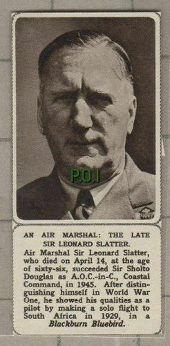 (C478) Sir Leonard Slatter Air Marshal Coastal Command  -SMALL 1961 Clip
