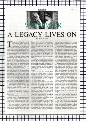 (8411) Daisy Countess Of Warwick Castle - 1992 Article