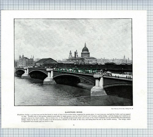 X1899) Blackfriars Bridge London / University College  - c.1900 Book Print
