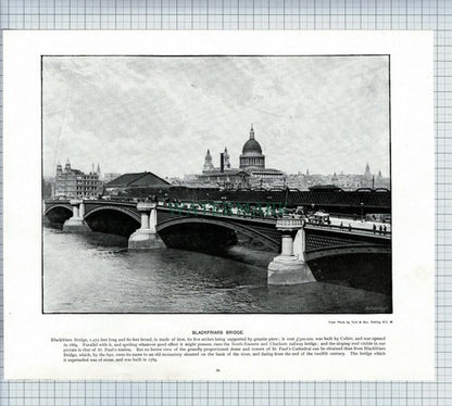 X1899) Blackfriars Bridge London / University College  - c.1900 Book Print