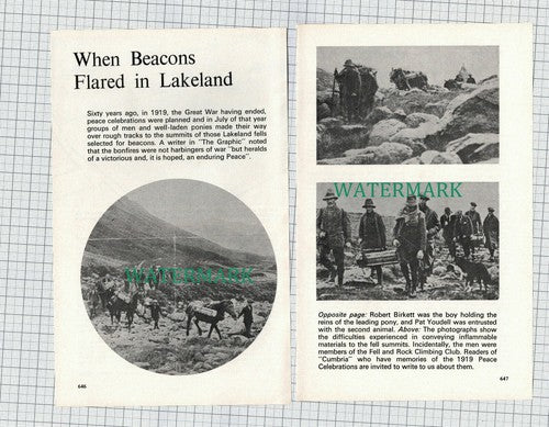 (8772) Robert Birkett Great War Beacons Lakeland Fells Pat Youdell -1979