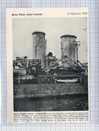 (5754) HMS EXETER Returns Home River Plate  - c.1946  Clip