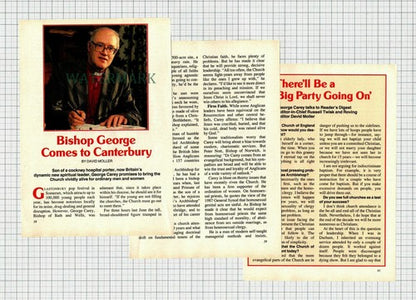 George Carey Archbishop Of Canterbury - 1991 Small Article / Print