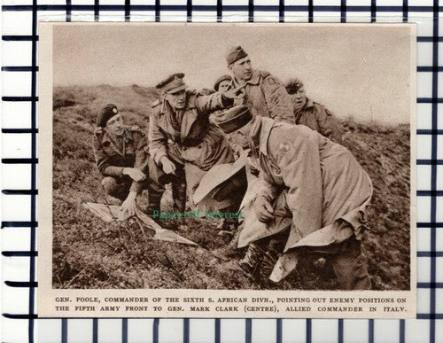 C5768) Gen Poole Sixth S African Div Gen Mark Clark World War 2 - 1945 Cutting