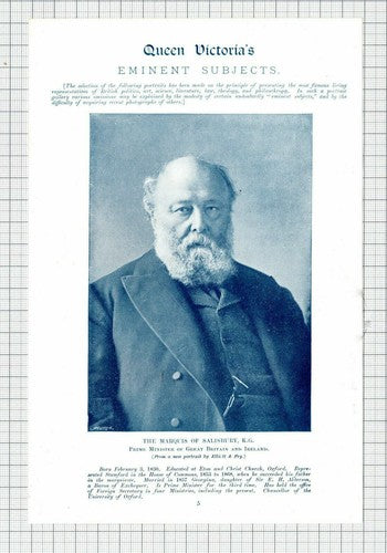 The Marquis of Salisbury / Right Hon W E Gladstone -  1897 Book Print