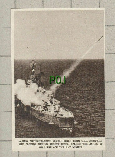 (4482) Anti Submarine Asroc Missile USS NORFOLK Florida   - 1961