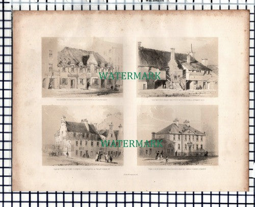 Old Glasgow Buildings Stockwell Street Great Clyde St  - 1848 Print