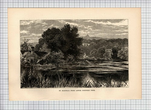 (6468) St Martha's Lower Postford Pond  - 1893 Print / Cutting