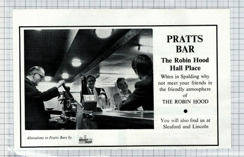 Pratts Bar The Robin Hood Hall Place Spalding Lincolnshire - 1970 Advert