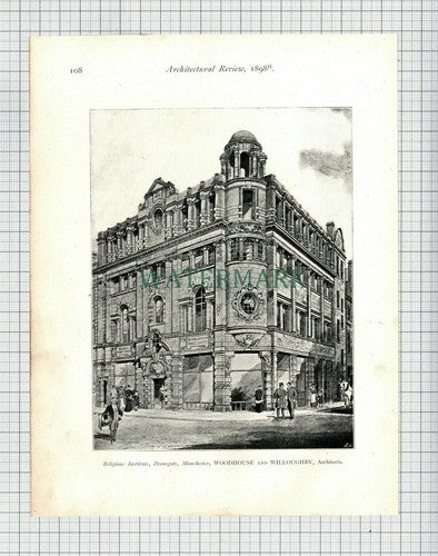 Deansgate Manchester Institute / Douglas Municipal Ardron - 1898 Book Print