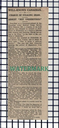 C6974) Robert Mills Simpson Canadian Army Medical Corps Surgeon  - 1916 Cutting