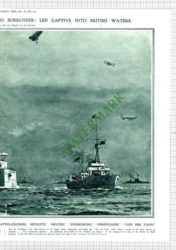 HMS CARDIFF Ship German Surrender Seydlitz Moltke Hindenburg -1918 Pullout Print