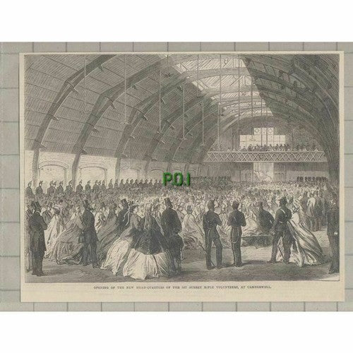 1st Surrey Rifle Volunteers Headquarters Camberwell  - 1865 News Clipping