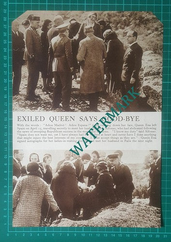 Queen Ena Exiled Spain King Alfonso - 1938 Clipping/ Print