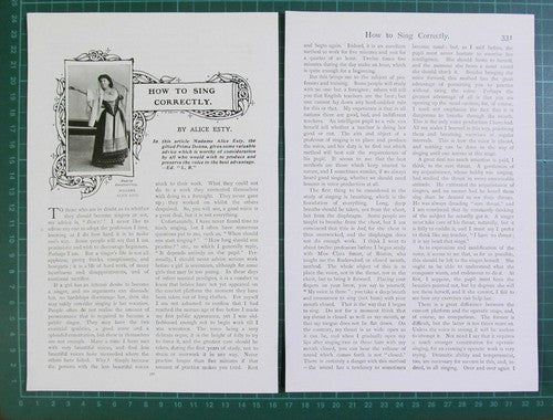 (6337) Madame Alice Esty How To Sing  - c.1905 Article