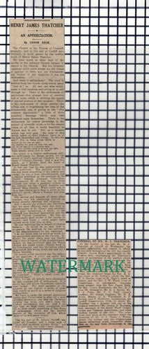 X1646) Henry James Thatcher Cardiff Wales Canon Beck - 1916  2-Part Cutting