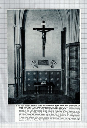 Nurses' Memorial Chapel Westminster Abbey London - 1950 Clipping / Print