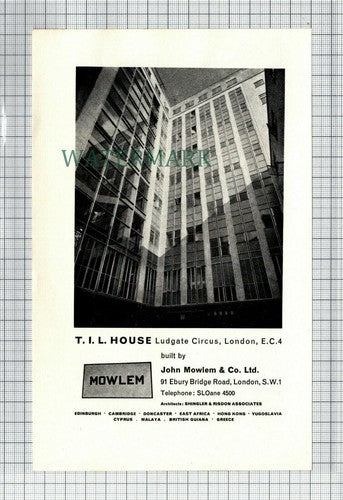 C7583) T I L House Ludgate Circus London John Mowlem & Co   - 1965 Cutting