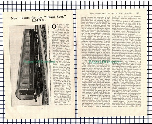 (6704) New Trains For ROYAL SCOT LMSR  -  1930 Article