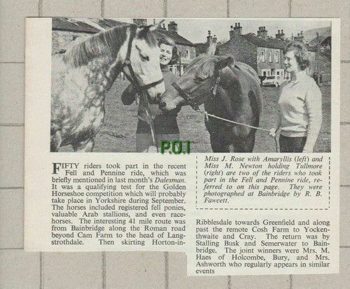 (5554) Fell & Pennine Ride J Rose Amaryllis M Newton Tullmoor Bainbridge - 1966