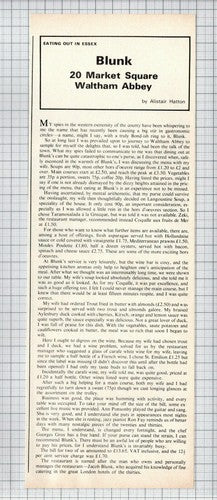 Jacob Blunk Blunk's  20 Market Square Waltham Abbey Essex  -  1975 Cutting