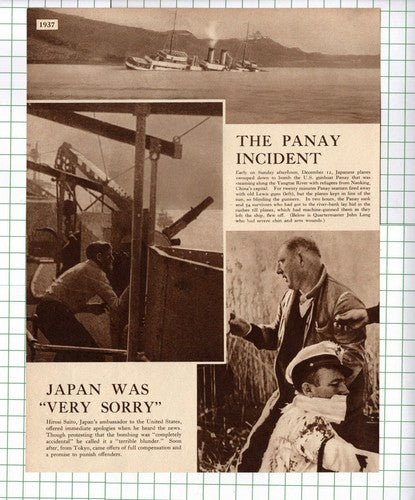 US Gunboat PANAY Bombed By Japan JOHN LANG Yangtze  - 1938 Clipping