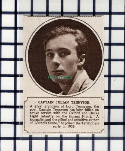 C6286) Captain Julian Tennyson Killed Oxford Bucks Light Infantry - 1945 Cutting
