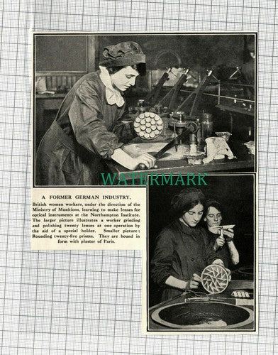 C2179) Northampton Institute Lens Making Ministry Of Munitions WW1 - 1916 Clip