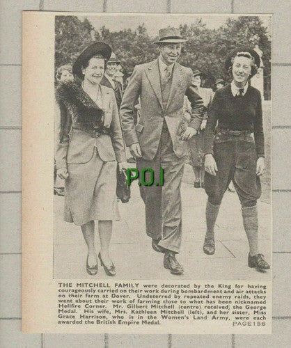 Mr Gilbert Mitchell Dover Kent Farmer Grace Harrison  c.1940 Small News Clipping