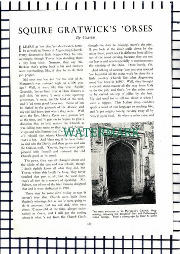 (8173) Squire Gratwick St Margaret's Church Angmering - 1950 Article