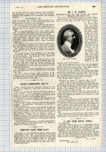 (6434) Mr James W Garson Lewis Berger & Sons Ltd Homerton  - 1913 Cutting