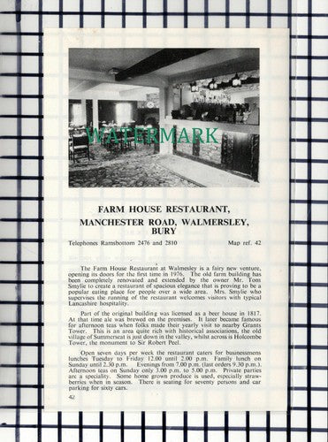 C7390) Farmers Glory Haslingden / Farm House Walmersley Bury  - 1980s Cutting