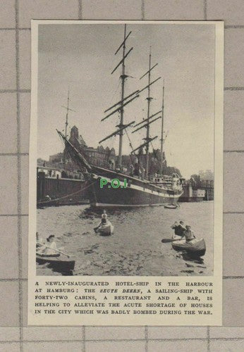 C1868) Hotel Ship SEUTE DEERN Hamburg Harbour  - 1948 Clip