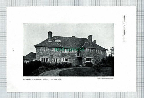 X1914) Lombarden Limpsfield Surrey Mervyn Macartney - 1911 Cutting / Print