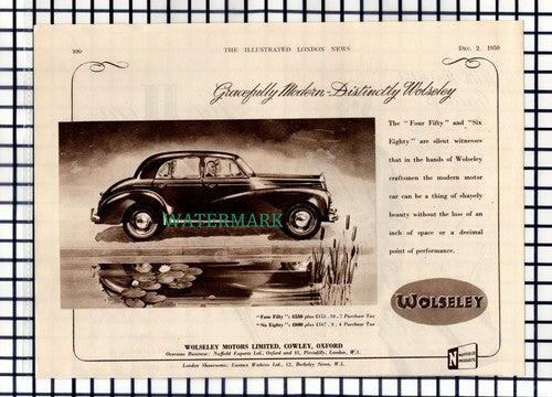 (8299) Wolseley Car ADVERT - 1950 Cutting