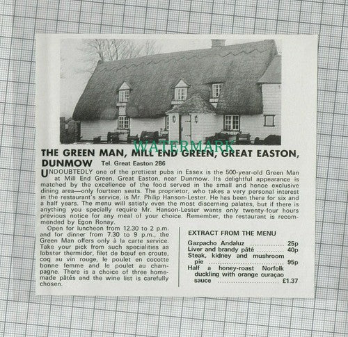 C2046) The Green Man Mill End Green Great Easton Dunmow - 1972 Clip