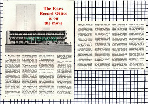 Essex Record Office Move Chelmsford Essex Victor Gray - 1984 Article