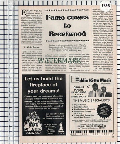 Heather Bennett School For Performing Arts Brentwood Essex -1983 Article / Print