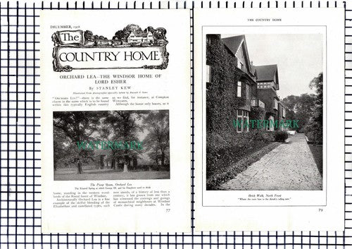 (7288) Orchard Lea Windsor Lord Esher  - 1909 Article