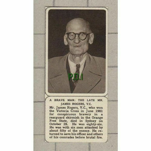 Mr James Rogers Victoria Cross Orange Free State Sydney  - 1961 SMALL Clipping