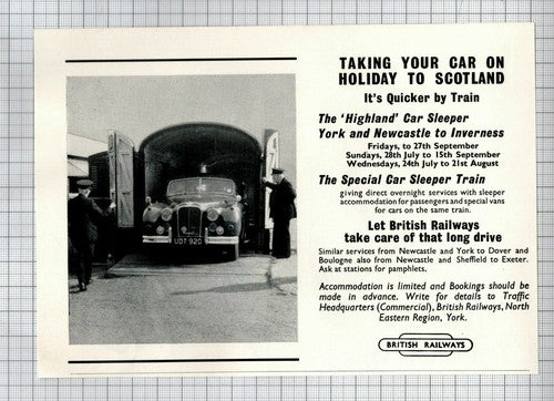 British Railways Highland Car Sleeper Train Advert -  1963 Cutting