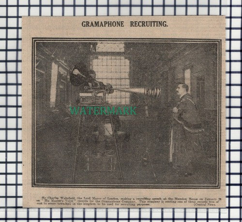 (7060) Sir Charles Wakefield Lord Mayor London Gramaphone Recruitment   -  1916