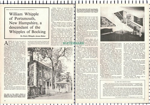 (7048) William Whipple Portsmouth  Whipples Of Bocking - 1976 Article