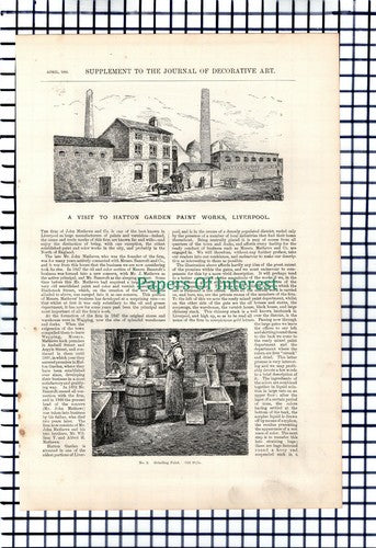 (X1290) Hatton Garden Paint Works Liverpool John Mathews & Co  - 1886 Article