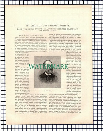 Augustus Wollaston FRANKS Sidney Colvin British Museum - c.1892 Article
