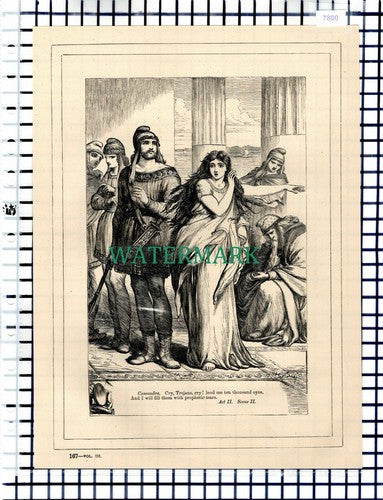 (7800) Troilus And Cressida Cassandra - c.1880 Shakespeare Book Print