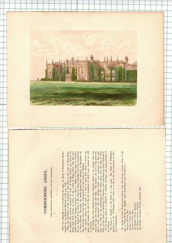 Combermere Abbey Shropshire - c.1880 Print And Article